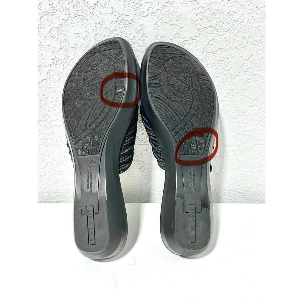 Nine West Womens Sandals Thong Multi Strap Design Black Silver Accent Size 8M - Picture 4 of 7